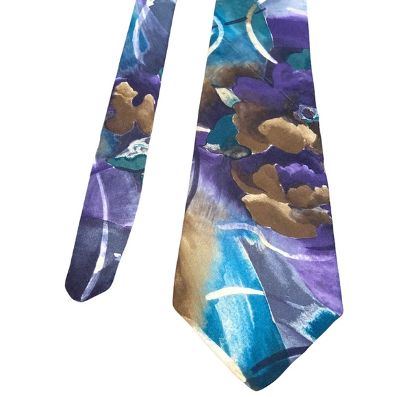 EXECUTIVE CLUB•MULTICOLOUR-FLORAL-ABSTRACT MEN’S TIE• - Picture 5 of 5